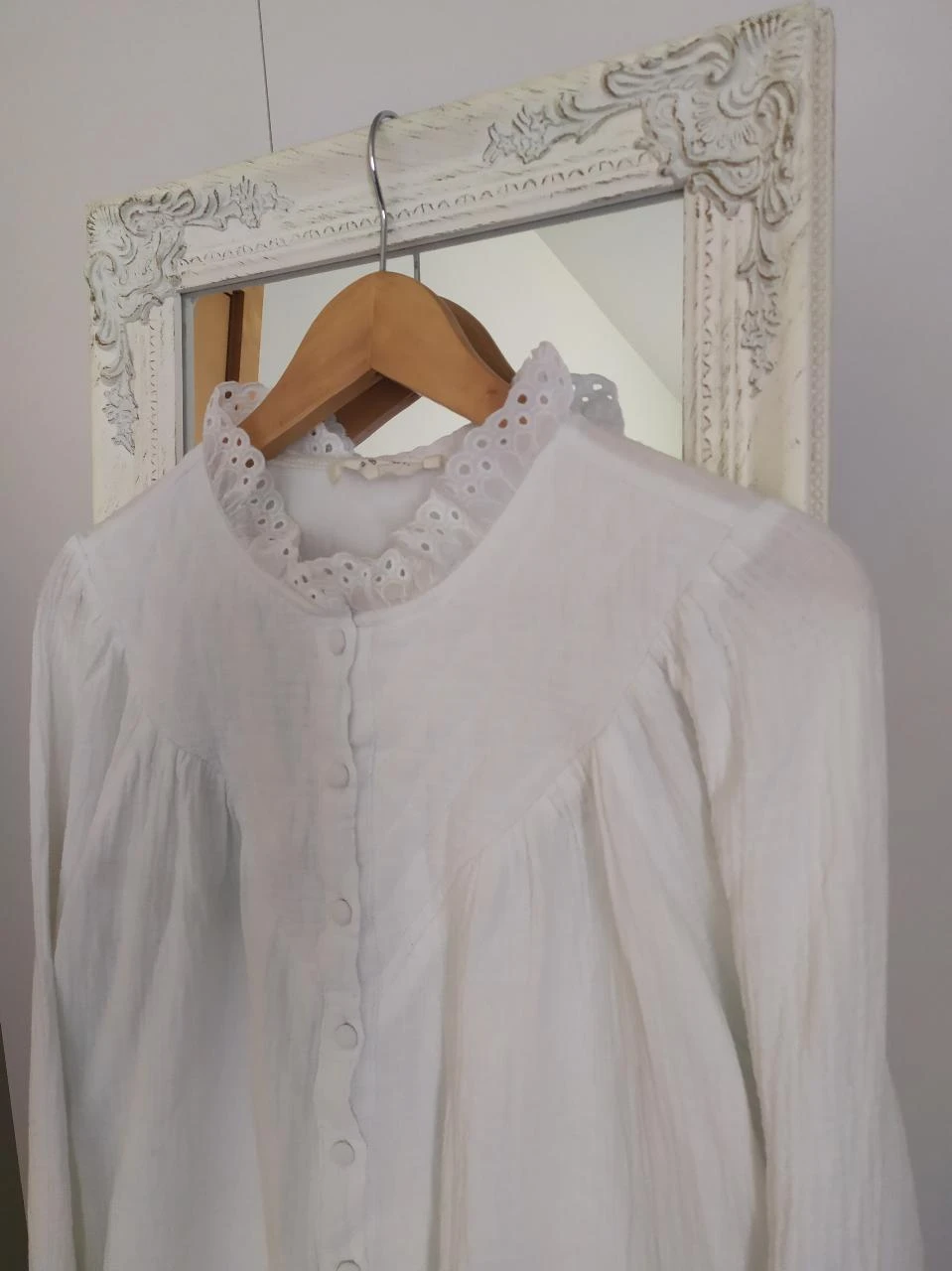 Blusa de Gaze de Crochê de Algodão Boho Cherry Paris Branca G – photo 5